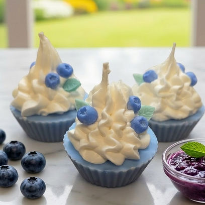 Blueberry Vanilla Cupcake-Kerze