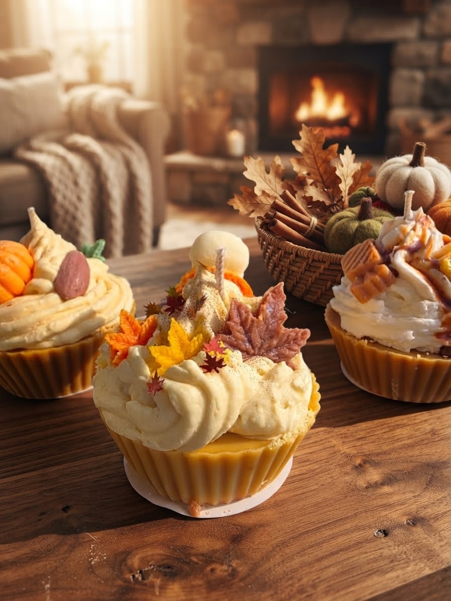 Kleine Herbstwärme Cupcakekerze - Wärme und Geborgenheit für dein Zuhause