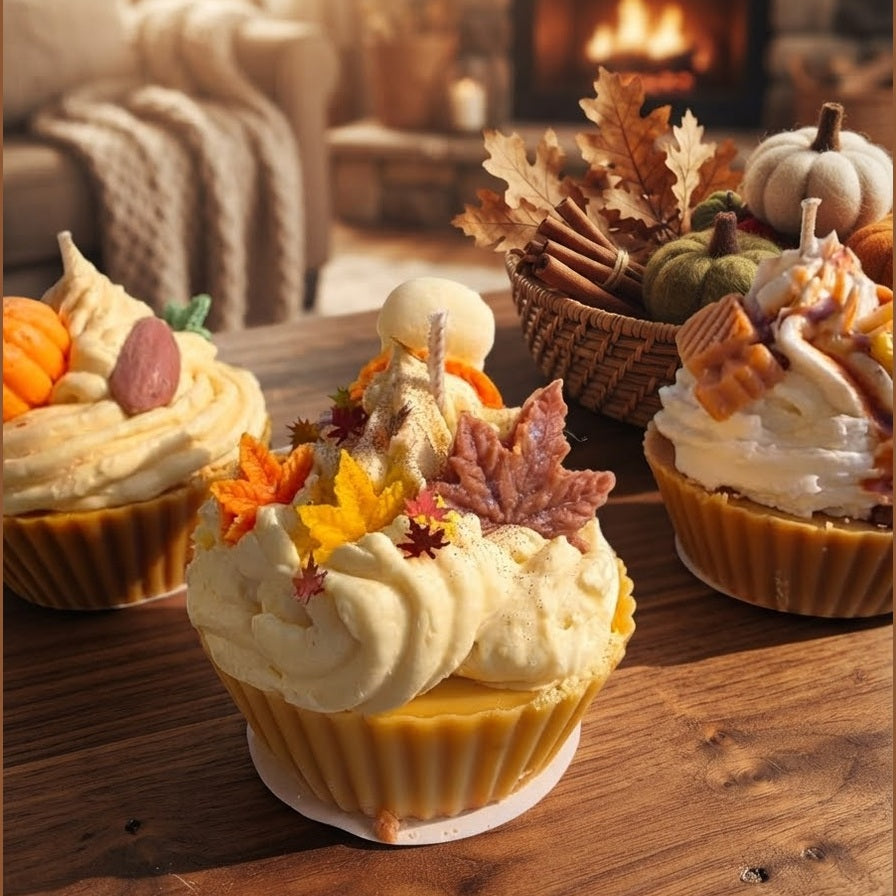 Kleine Herbstwärme Cupcakekerze - Wärme und Geborgenheit für dein Zuhause