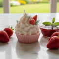 Erdbeer Cupcake-Kerze