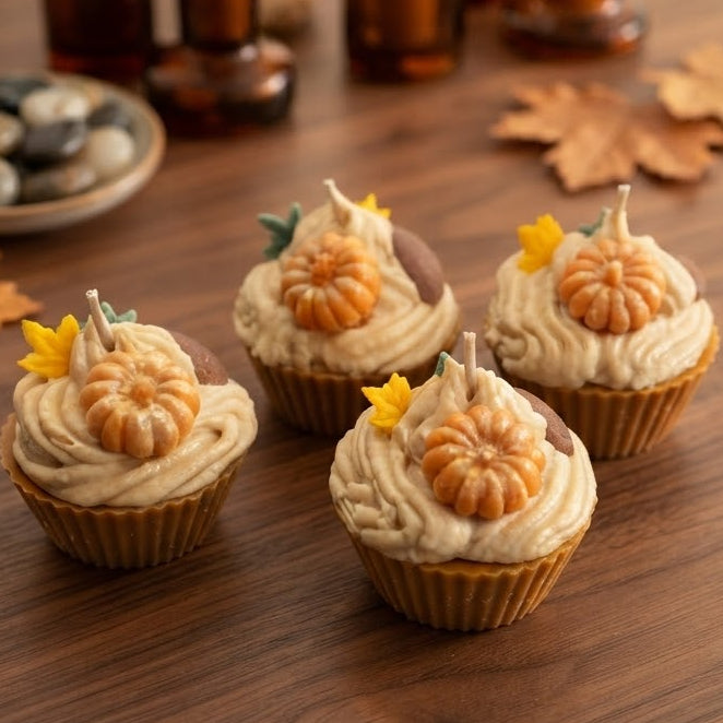 Kleine Pumpkin Love Cupcakekerze – Herbstzauber pur für dein Zuhause